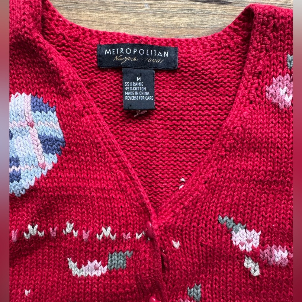 Vintage Metropolitan Red Sweater M - Picture 3 of 7